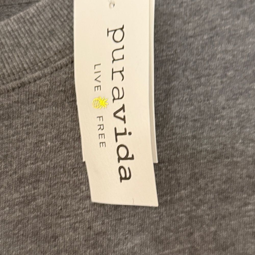 NWT Pura Vida University Sweatshirt 2X Heather Gray Top New - Picture 5 of 5